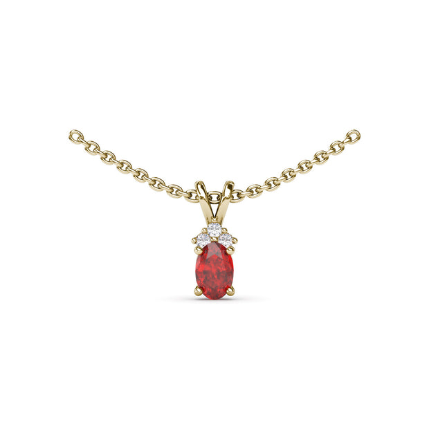 Oval Ruby and Diamond Pendant