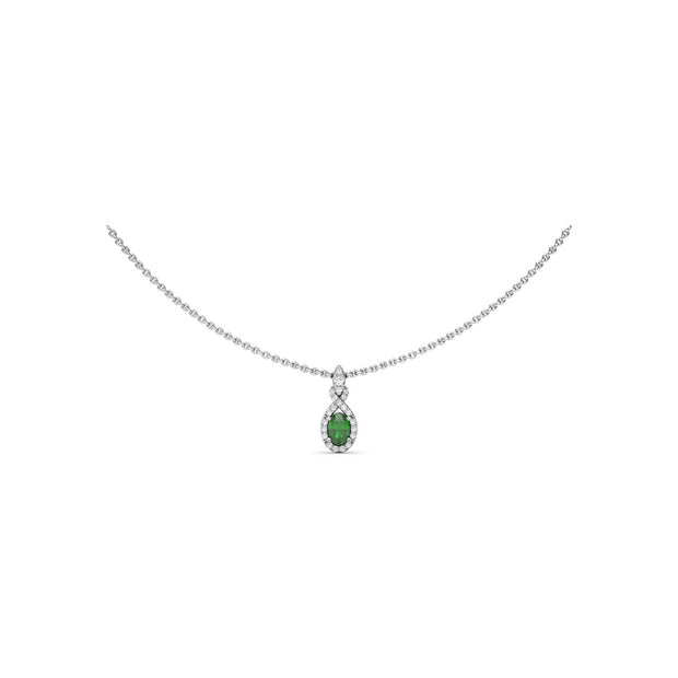 Love Knot Emerald and Diamond Pendant