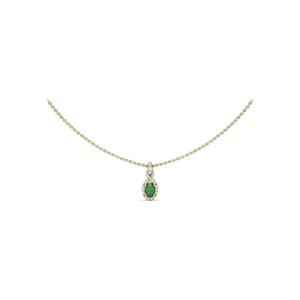 Love Knot Emerald and Diamond Pendant