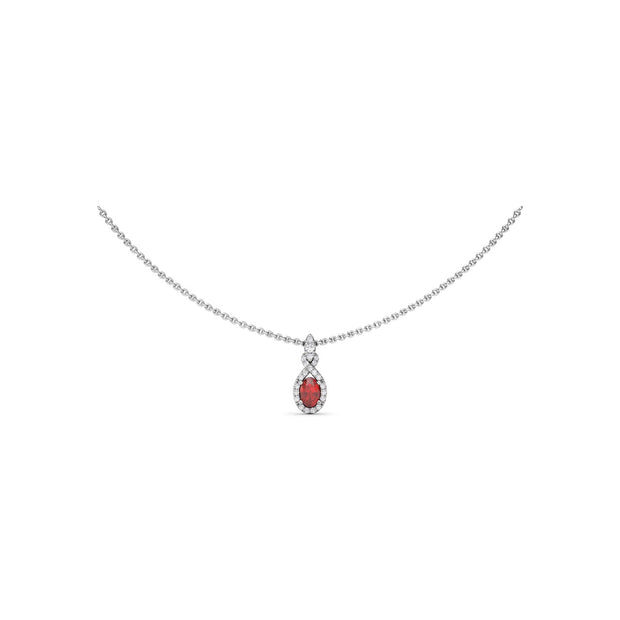 Love Knot Ruby and Diamond Pendant