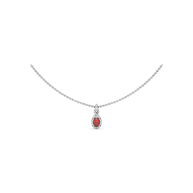 Love Knot Ruby and Diamond Pendant