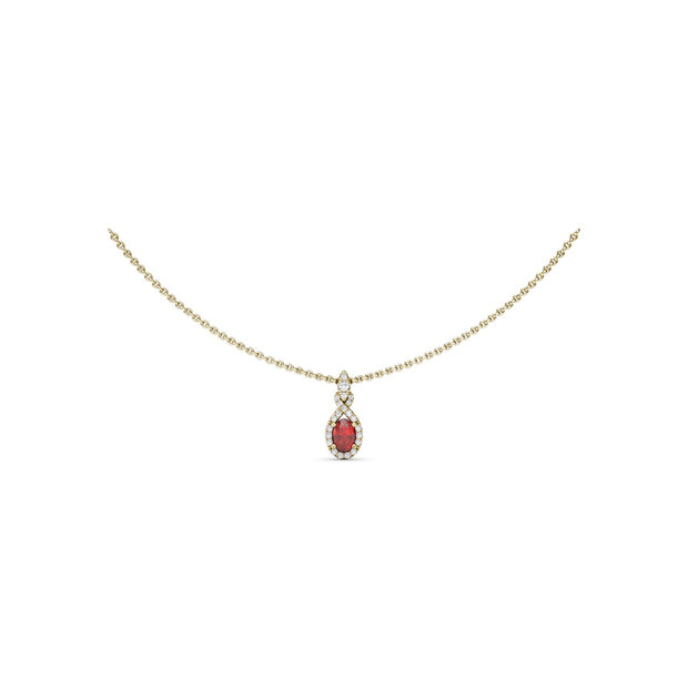 Love Knot Ruby and Diamond Pendant