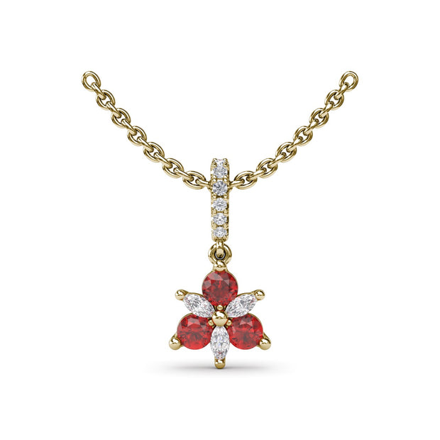 Trio Stud with Marquise and Ruby Diamond Pendant