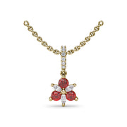 Trio Stud with Marquise and Ruby Diamond Pendant