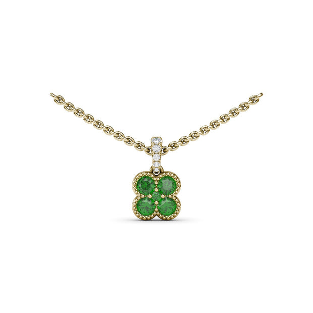 Magnolia Milgrain Emerald Pendant