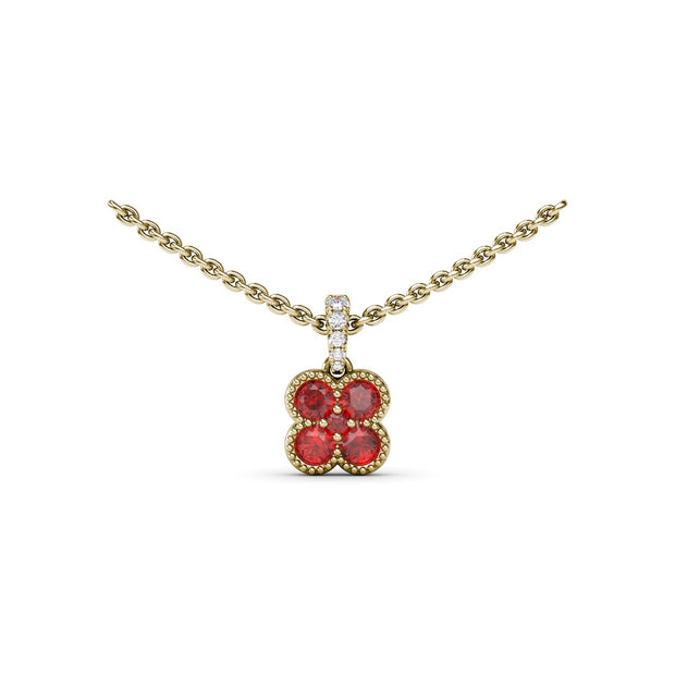 Magnolia Milgrain Ruby Pendant