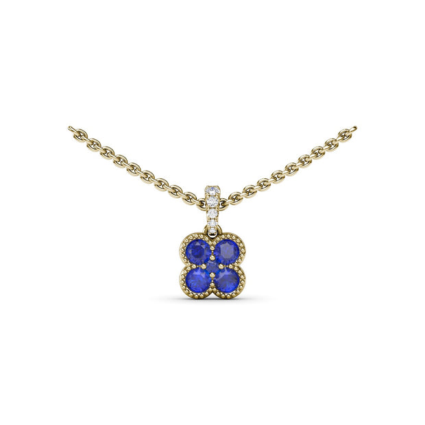 Magnolia Milgrain Sapphire Pendant