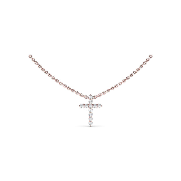Diamond Prong Cross Necklace
