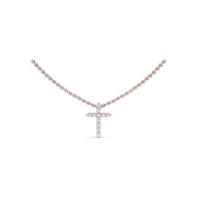 Diamond Prong Cross Necklace