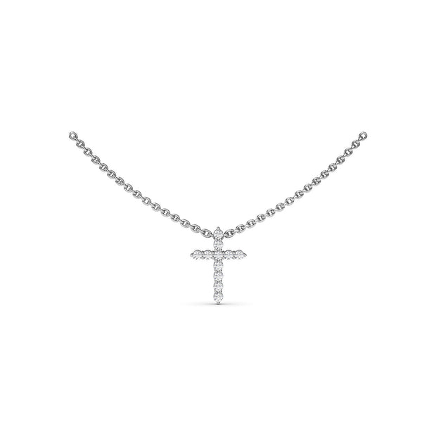 Diamond Prong Cross Necklace