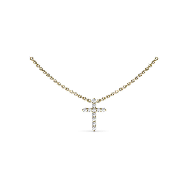 Diamond Prong Cross Necklace