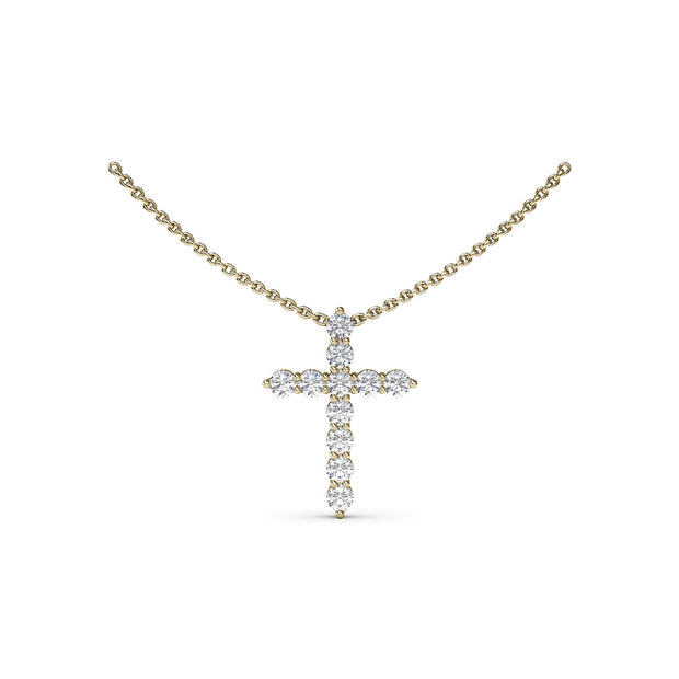 Diamond Prong Cross Necklace
