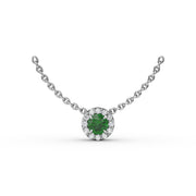 Classic Emerald and Diamond Pendant Necklace