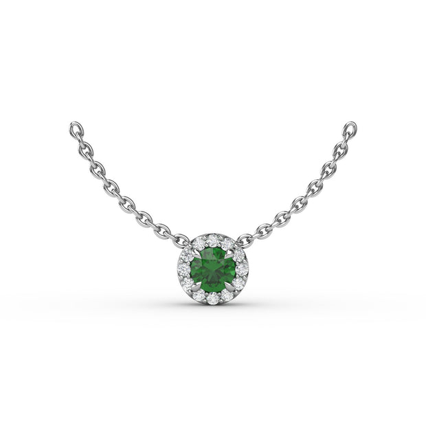 Classic Emerald and Diamond Pendant Necklace