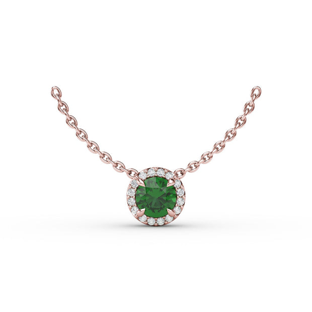 Classic Emerald and Diamond Pendant Necklace