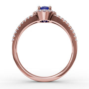 Split Shank Oval Sapphire and Diamond Ring