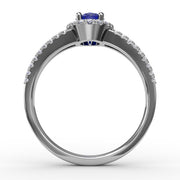 Split Shank Oval Sapphire and Diamond Ring