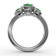 Dazzling Three Stone Emerald And Diamond Ring