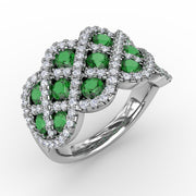 You And Me Emerald And Diamond Interweaving Ring