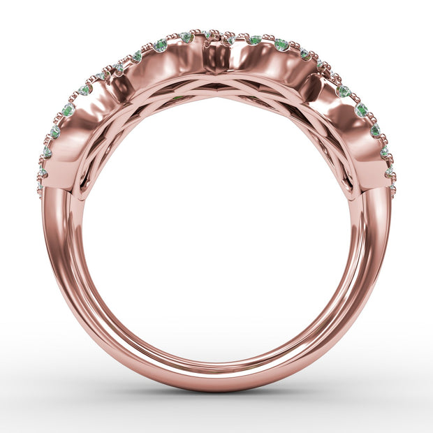 You And Me Emerald And Diamond Interweaving Ring