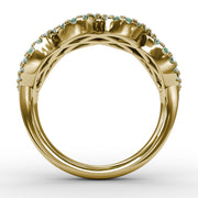 You And Me Emerald And Diamond Interweaving Ring