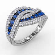 Intertwining Love Sapphire and Diamond Ring