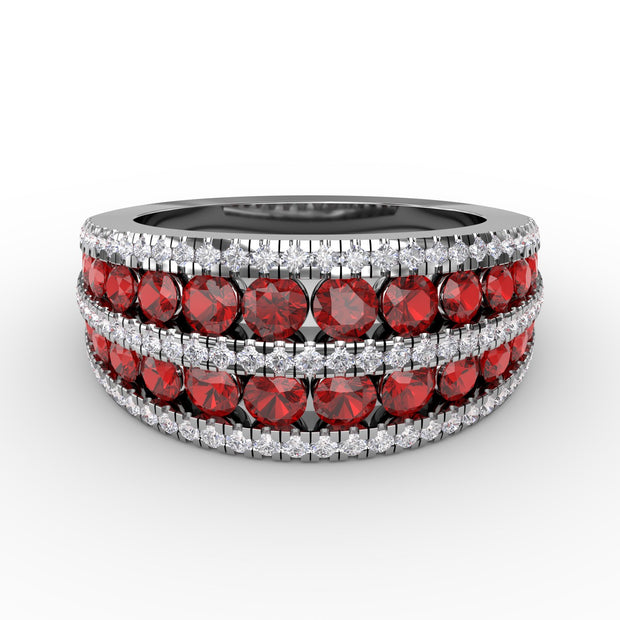 Chasing Bliss Ruby and Diamond Stacked Row Ring