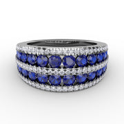 Chasing Bliss Sapphire and Diamond Stacked Row Ring