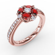 Floral Ruby and Diamond Ring