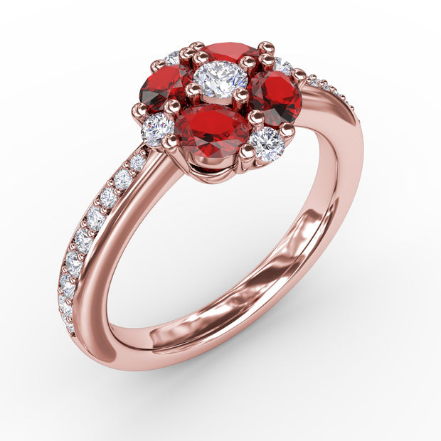 Floral Ruby and Diamond Ring