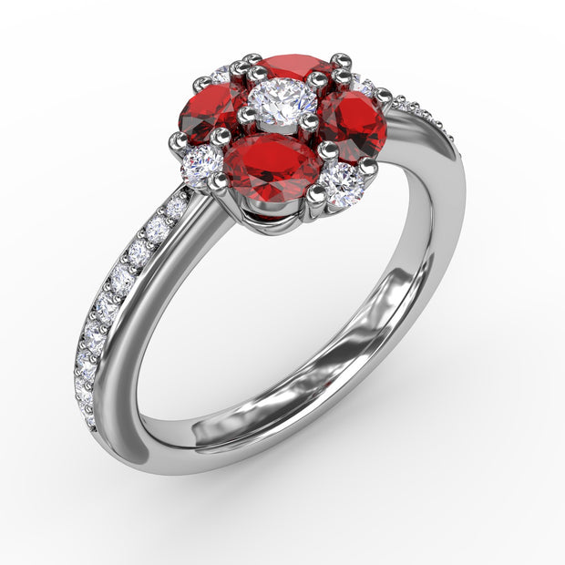 Floral Ruby and Diamond Ring