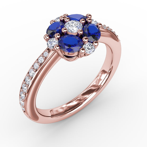 Floral Sapphire and Diamond Ring