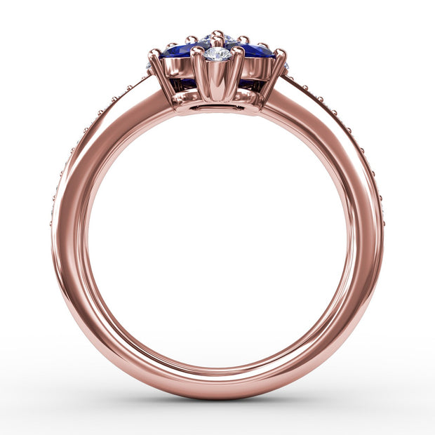 Floral Sapphire and Diamond Ring