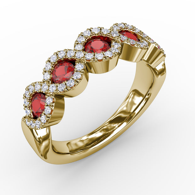 Hold Me Close Ruby and Diamond Twist Ring
