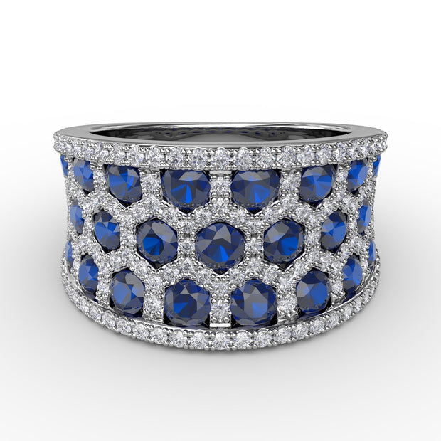 Motif Sapphire and Diamond Ring