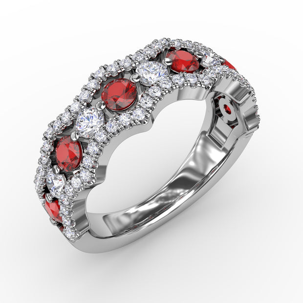Endless Romance Ruby and Diamond Wave Ring