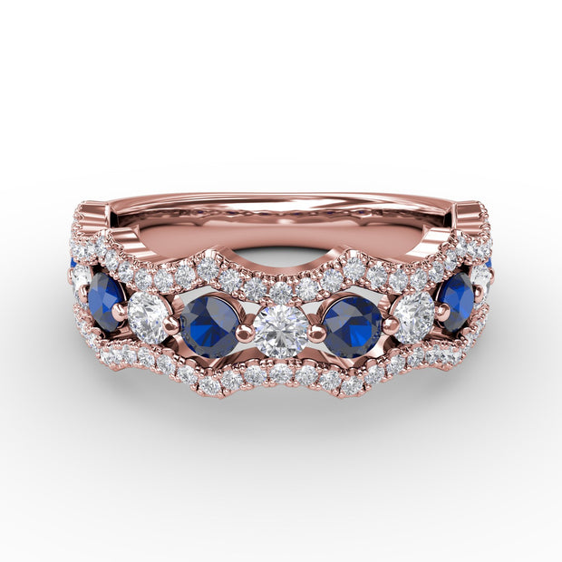 Endless Romance Sapphire and Diamond Wave Ring