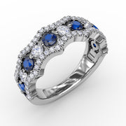 Endless Romance Sapphire and Diamond Wave Ring