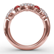 Double Row Ruby and Diamond Ring
