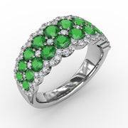 Get Sentimental Emerald and Diamond Double Row Ring