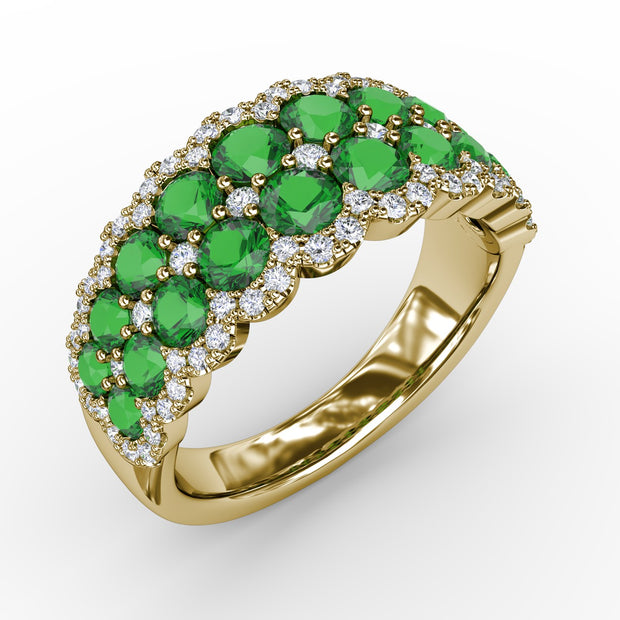 Get Sentimental Emerald and Diamond Double Row Ring