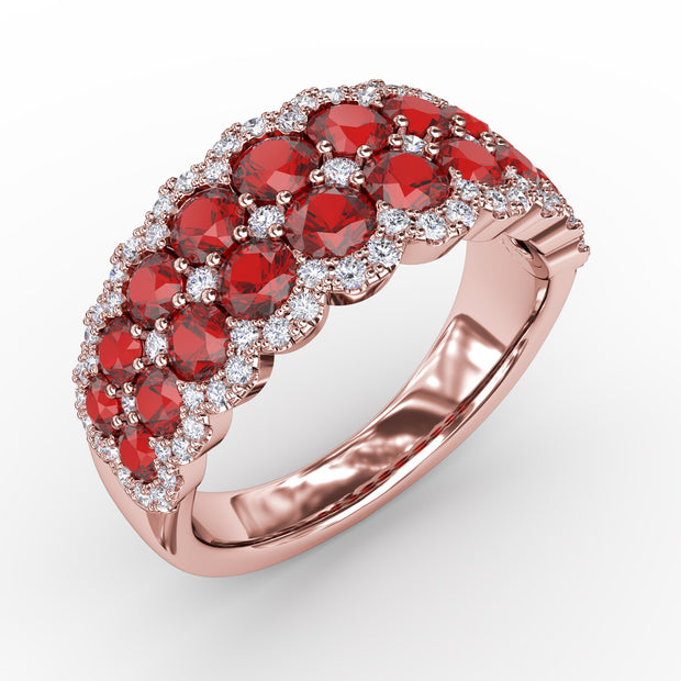 Get Sentimental Ruby and Diamond Double Row Ring