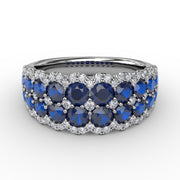 Get Sentimental Sapphire and Diamond Double Row Ring