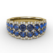 Get Sentimental Sapphire and Diamond Double Row Ring