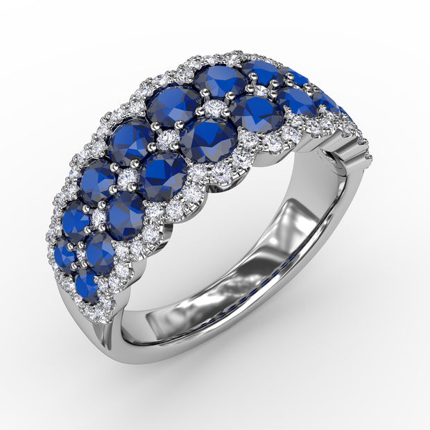 Get Sentimental Sapphire and Diamond Double Row Ring