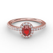 Classic Halo Ruby and Diamond Ring