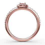Classic Halo Ruby and Diamond Ring