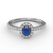 Classic Halo Sapphire and Diamond Ring