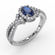 Swirls of Love Sapphire and Diamond Twist Ring