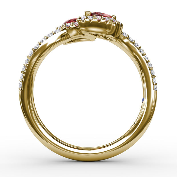 Double The Love Ruby and Diamond Ring